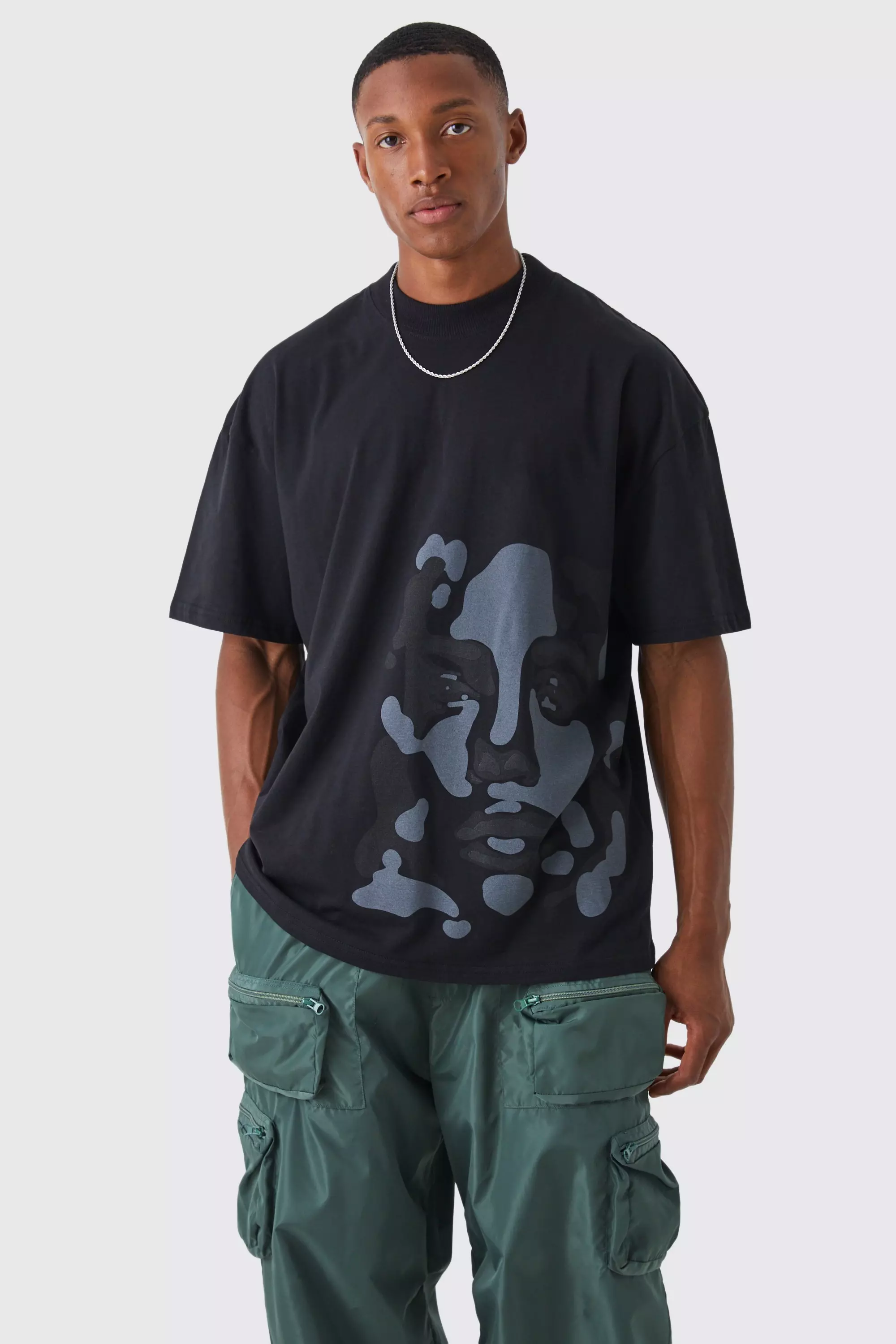 Black Oversized Face Graphic T-shirt