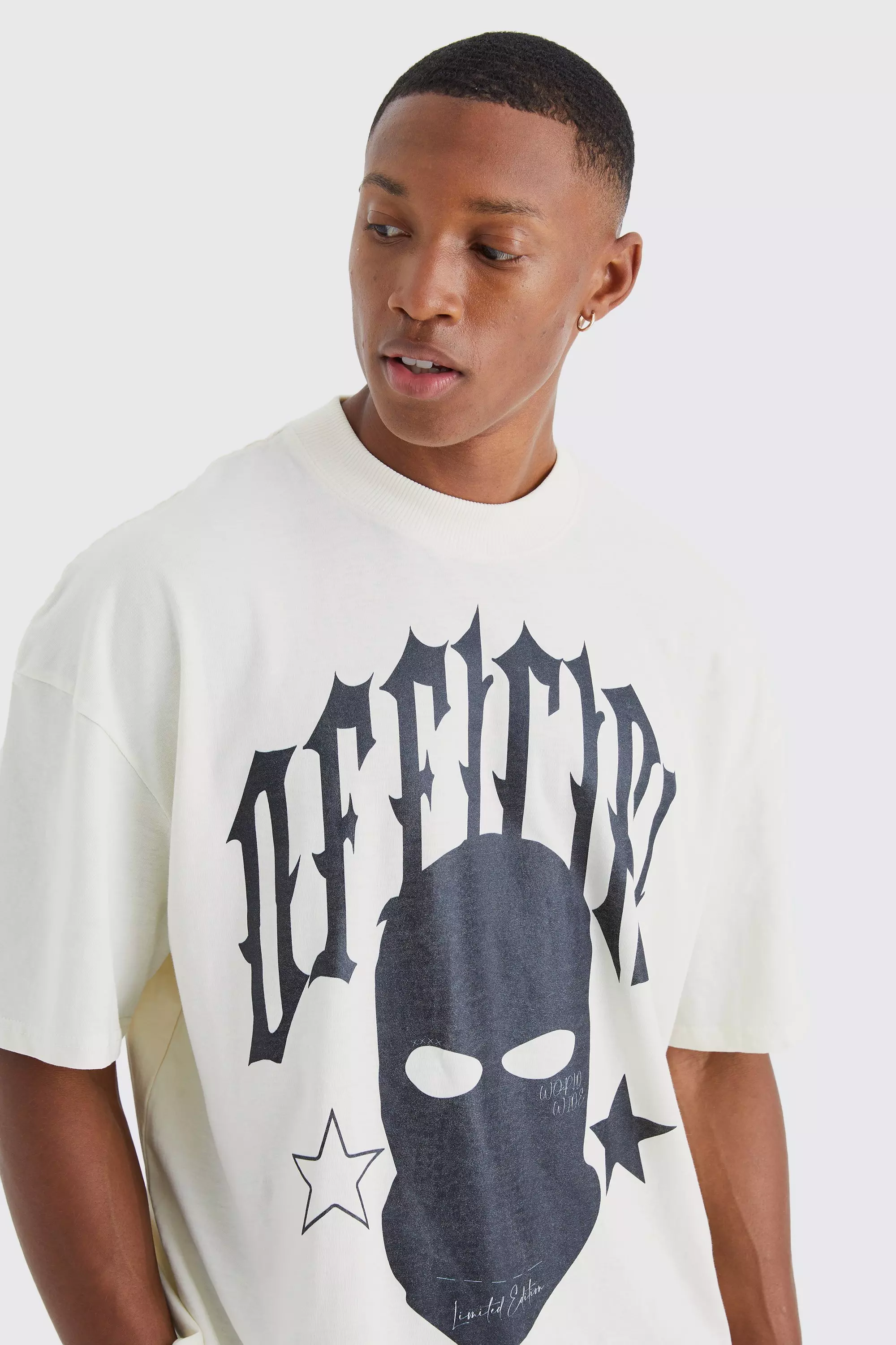 Ecru Oversized Balaclava Graphic T-shirt alternative image