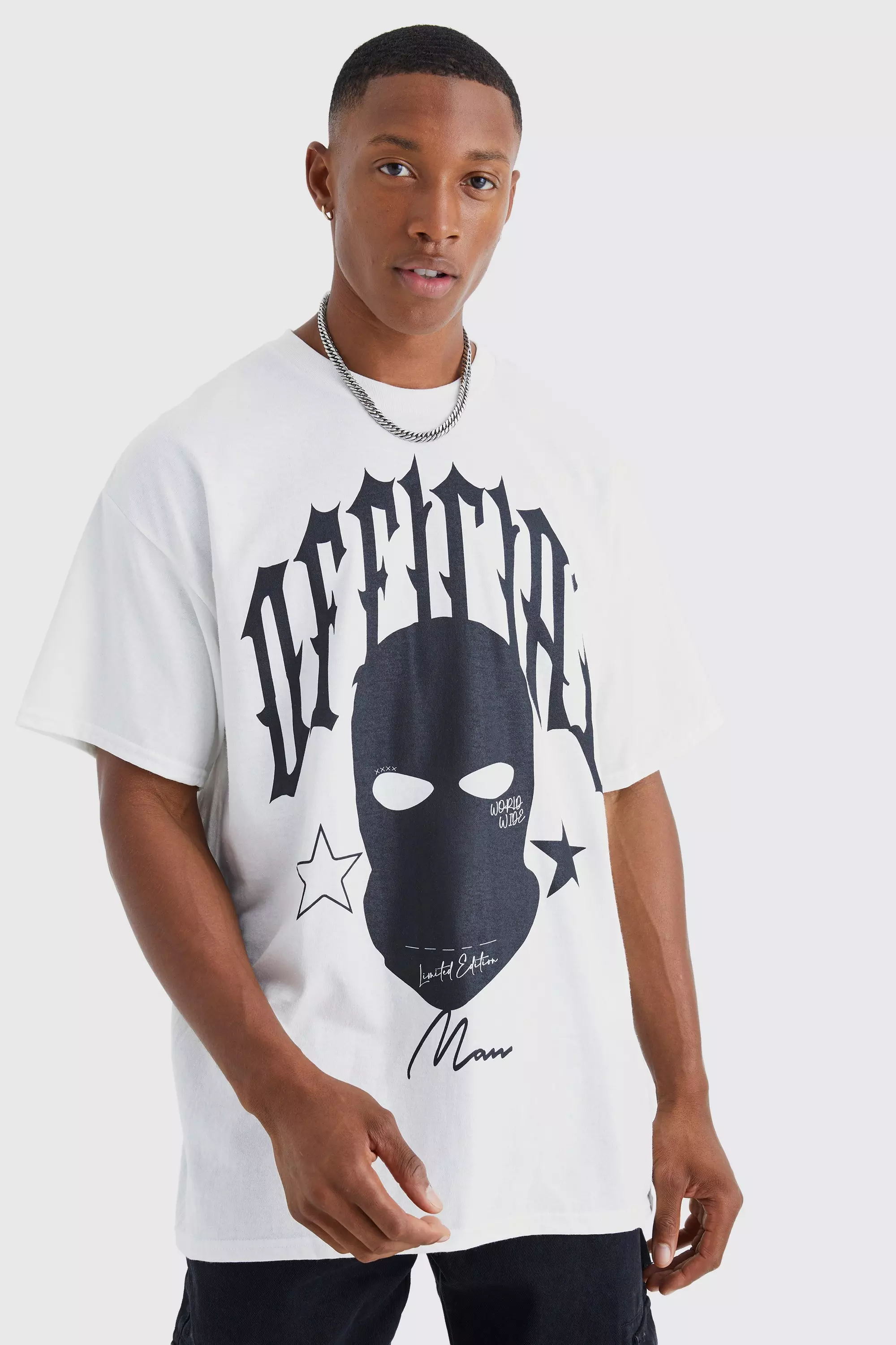 White Oversized Balaclava Graphic T-shirt alternative image
