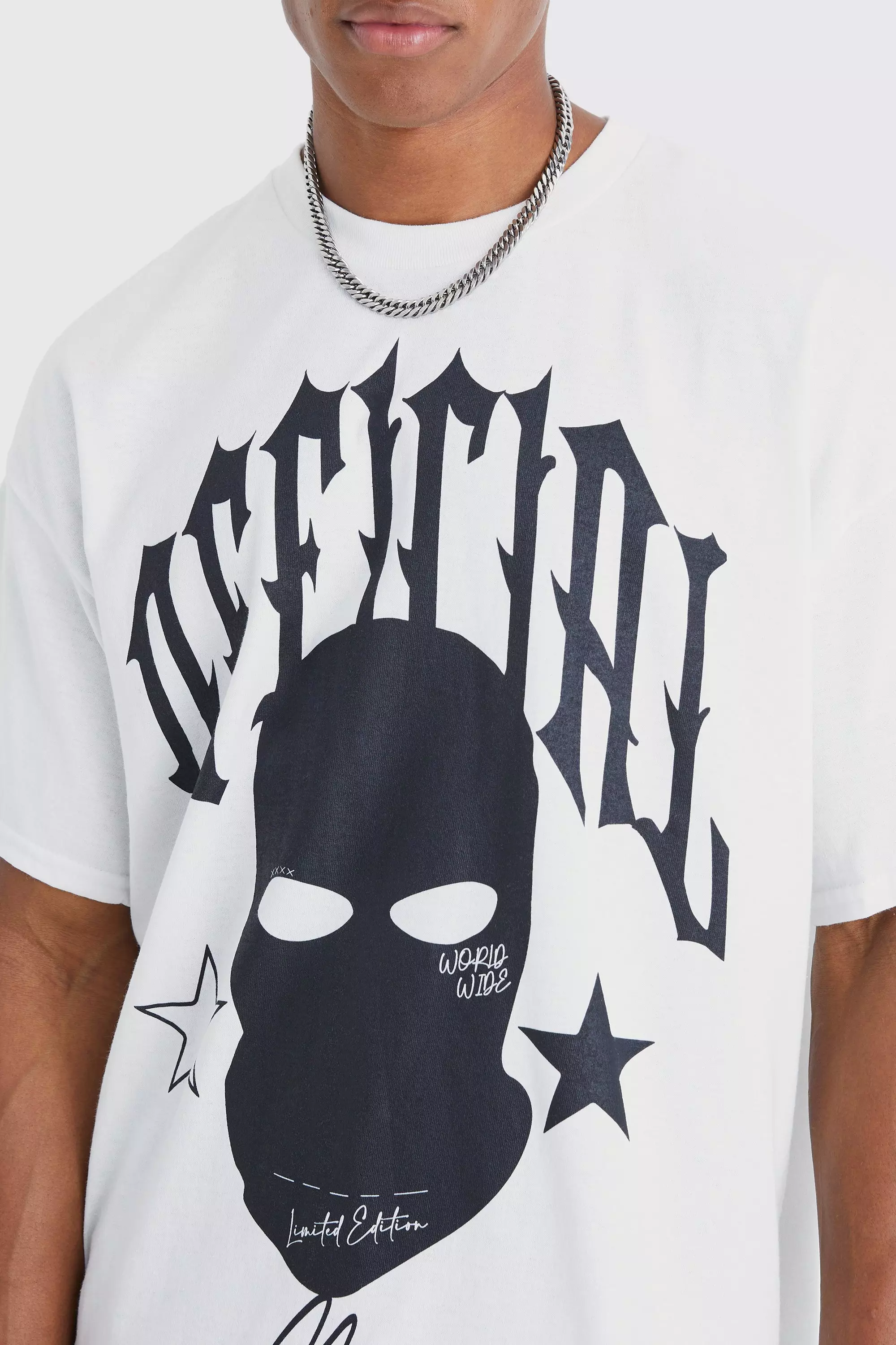 White Oversized Balaclava Graphic T-shirt alternative image