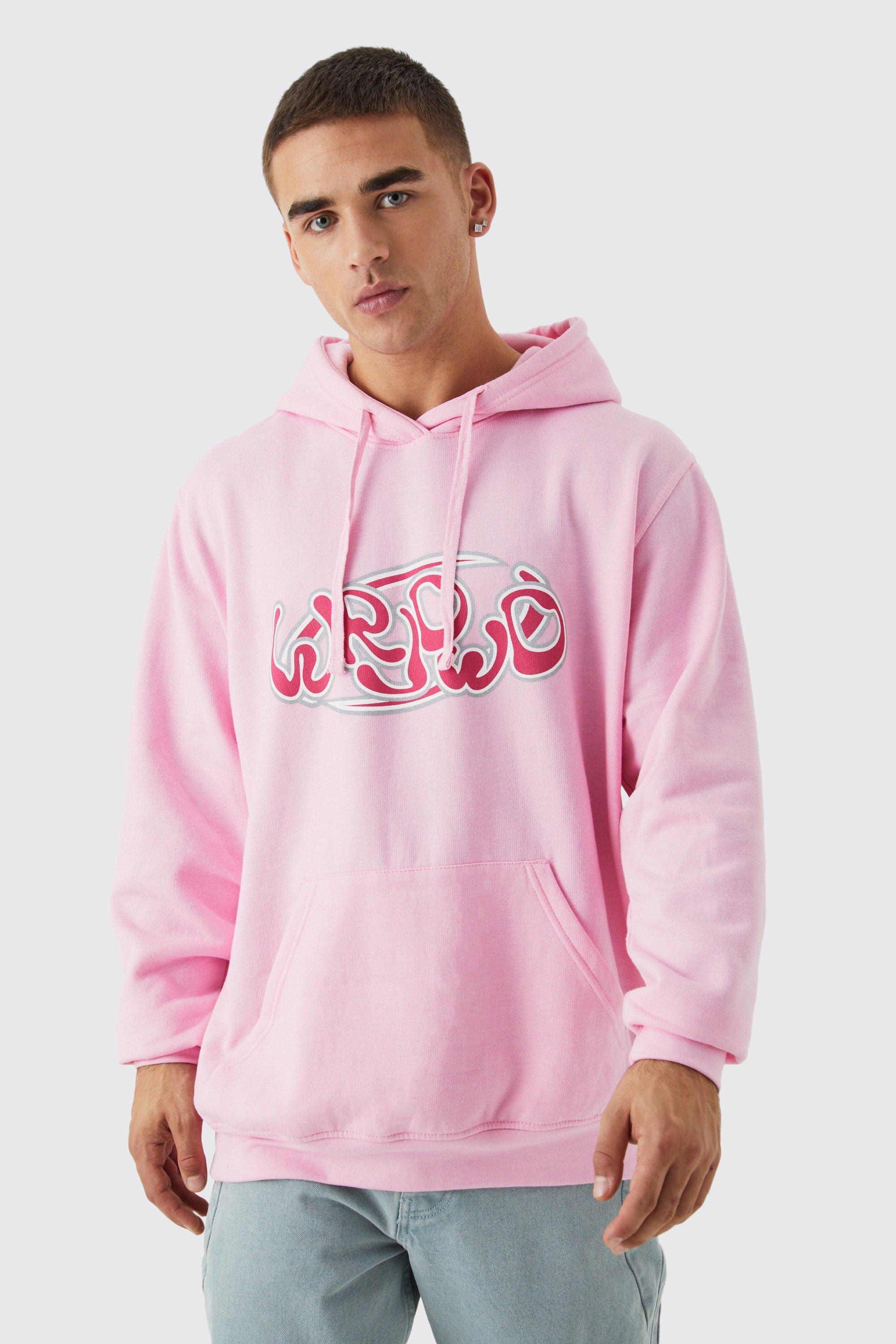 Boohooman pink hoodie online