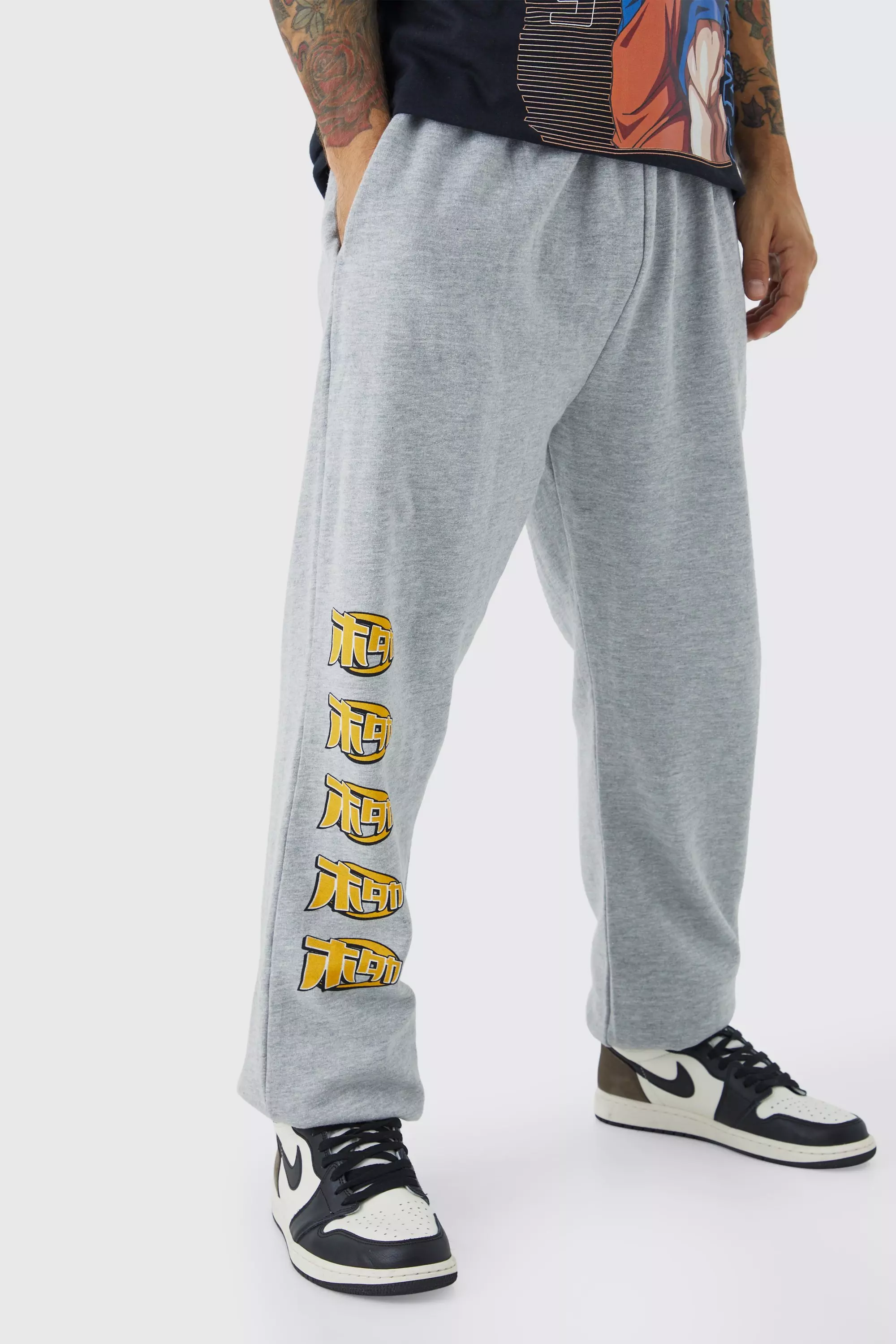 Grey Oversized Man Graphic Sweatpants