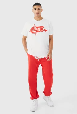 Red Oversized Ltd Edt T-shirt & Sweatpants Set