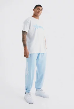 Blue Oversized Star Worldwide T-shirt & Sweatpants Set