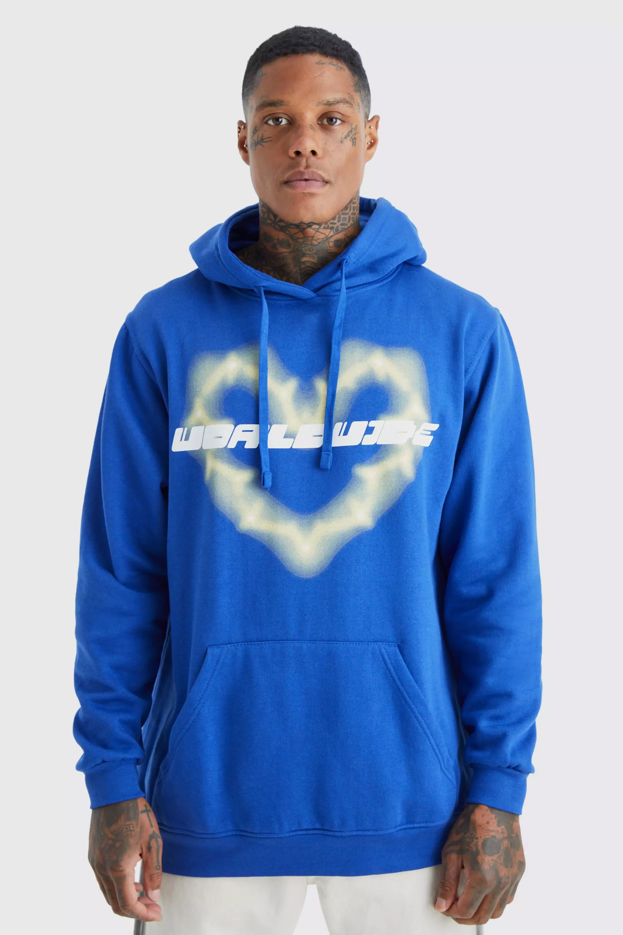 Oversized Worldwide Heart Hoodie Cobalt