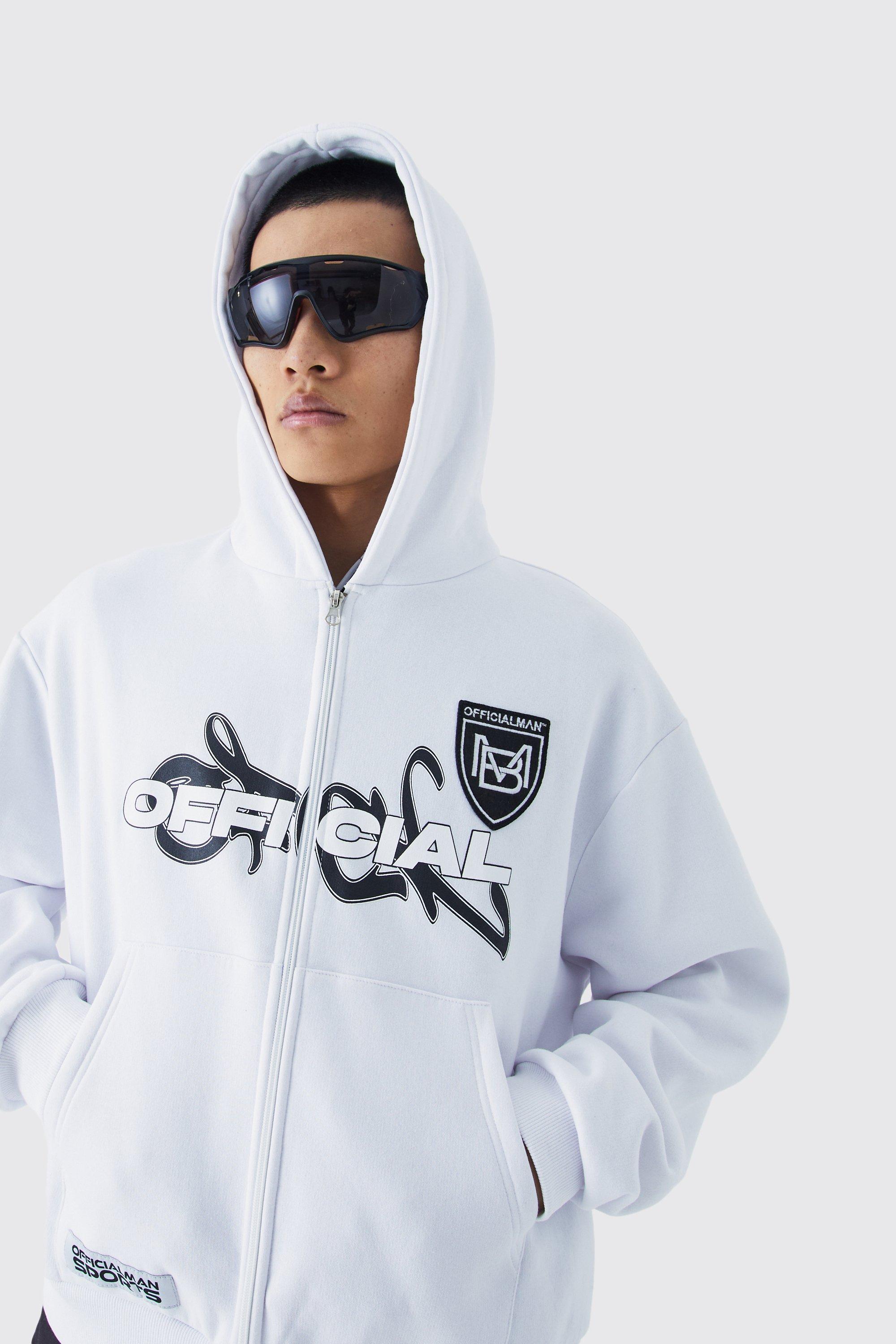 Boohooman discount hoodie white