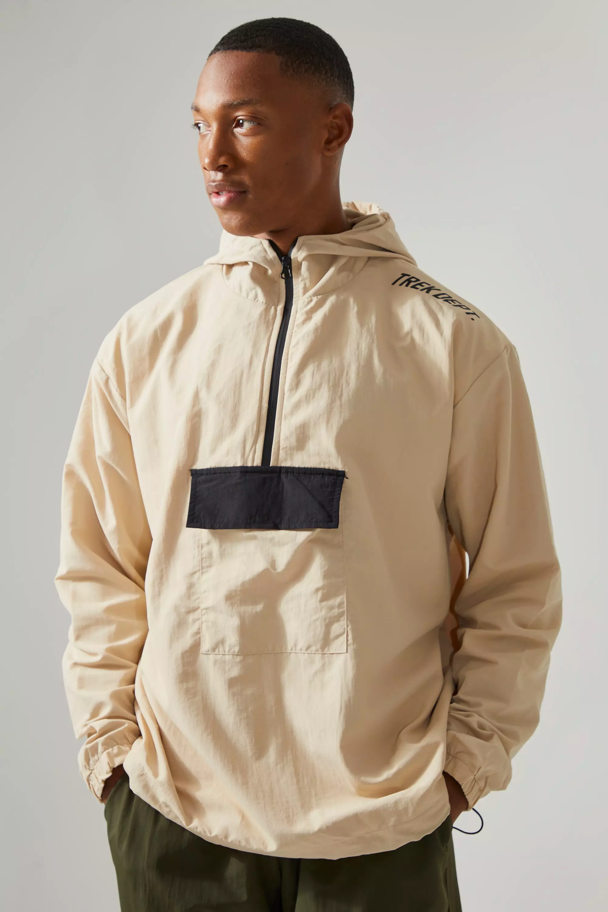 Active Oversized Matte Nylon Cagoule Jacket boohooMAN