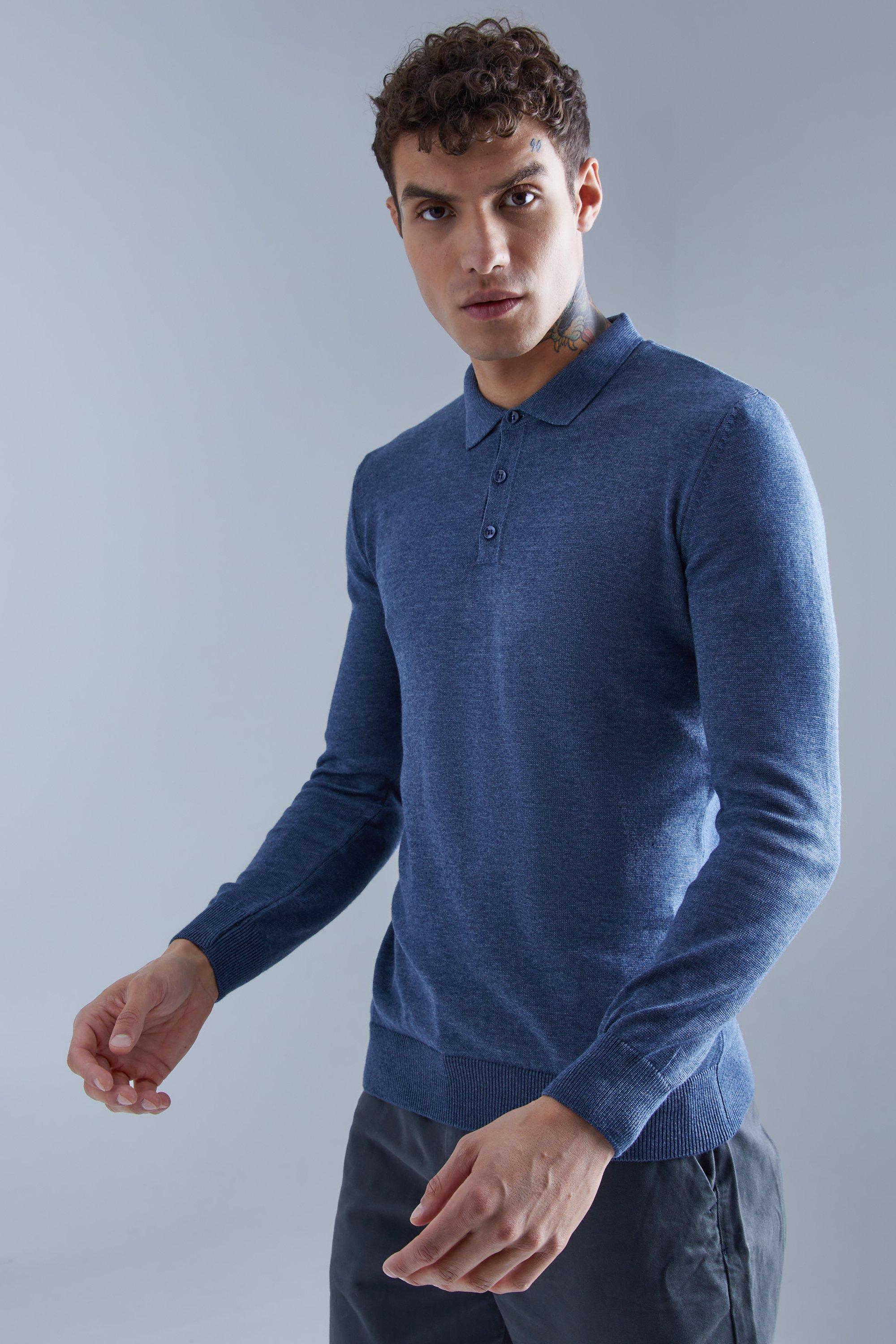 boohooMAN Men's Regular Long Sleeve Polo