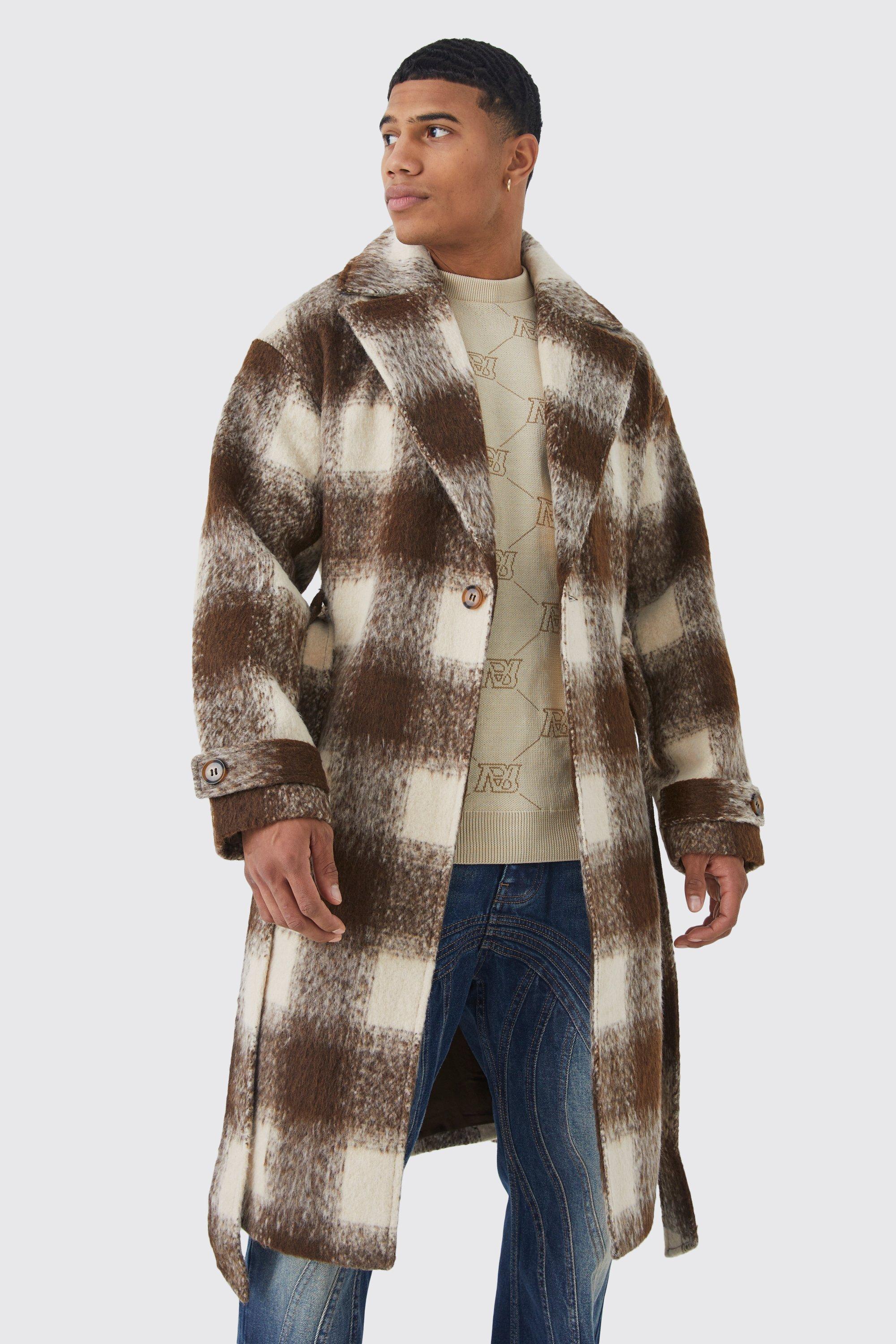 Checkered overcoat mens best sale