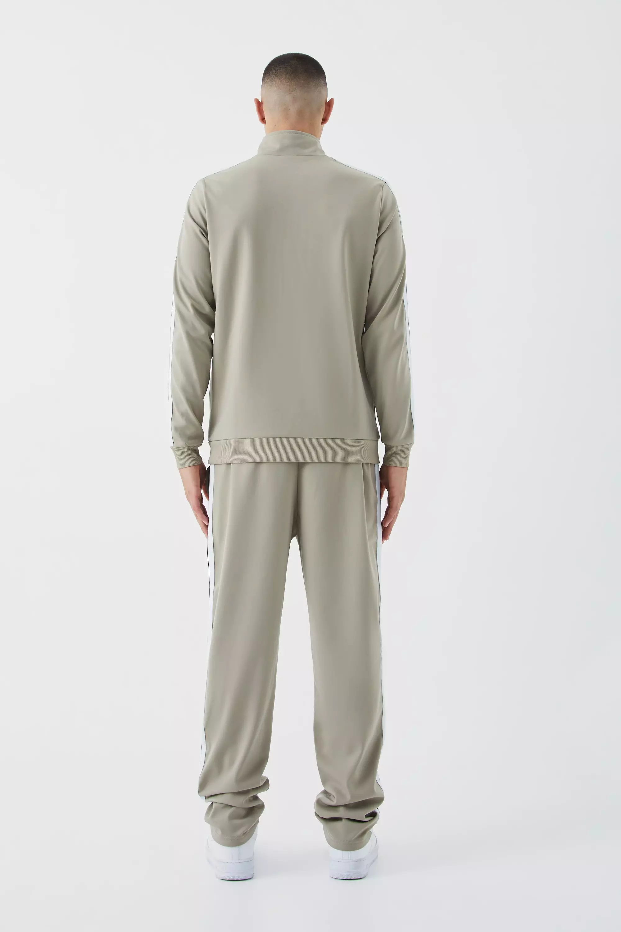 Slim Fit Tricot Side Tape Funnel Neck Tracksuit alternative image