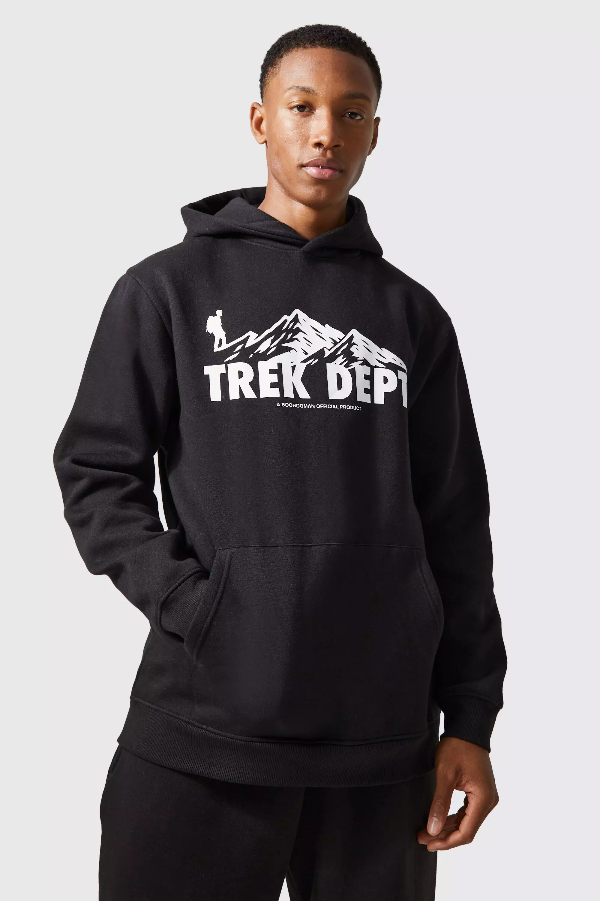 Black Active Trek Oversized Graphic Hoodie