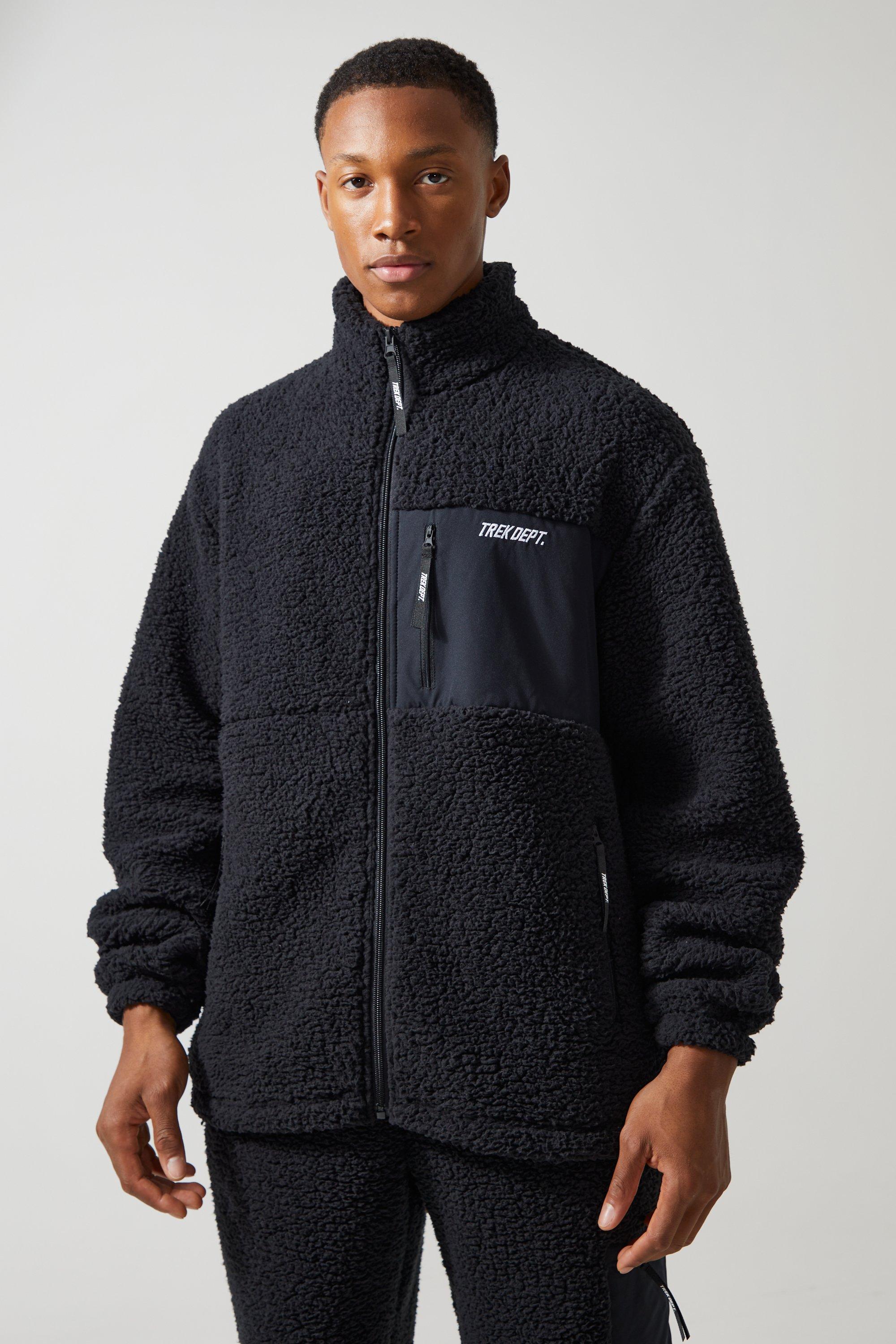 Black oversized 2024 borg jacket