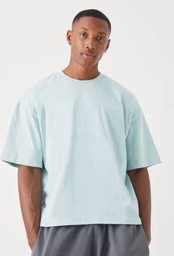 Boxy Homme Embroidered T-shirt Sage