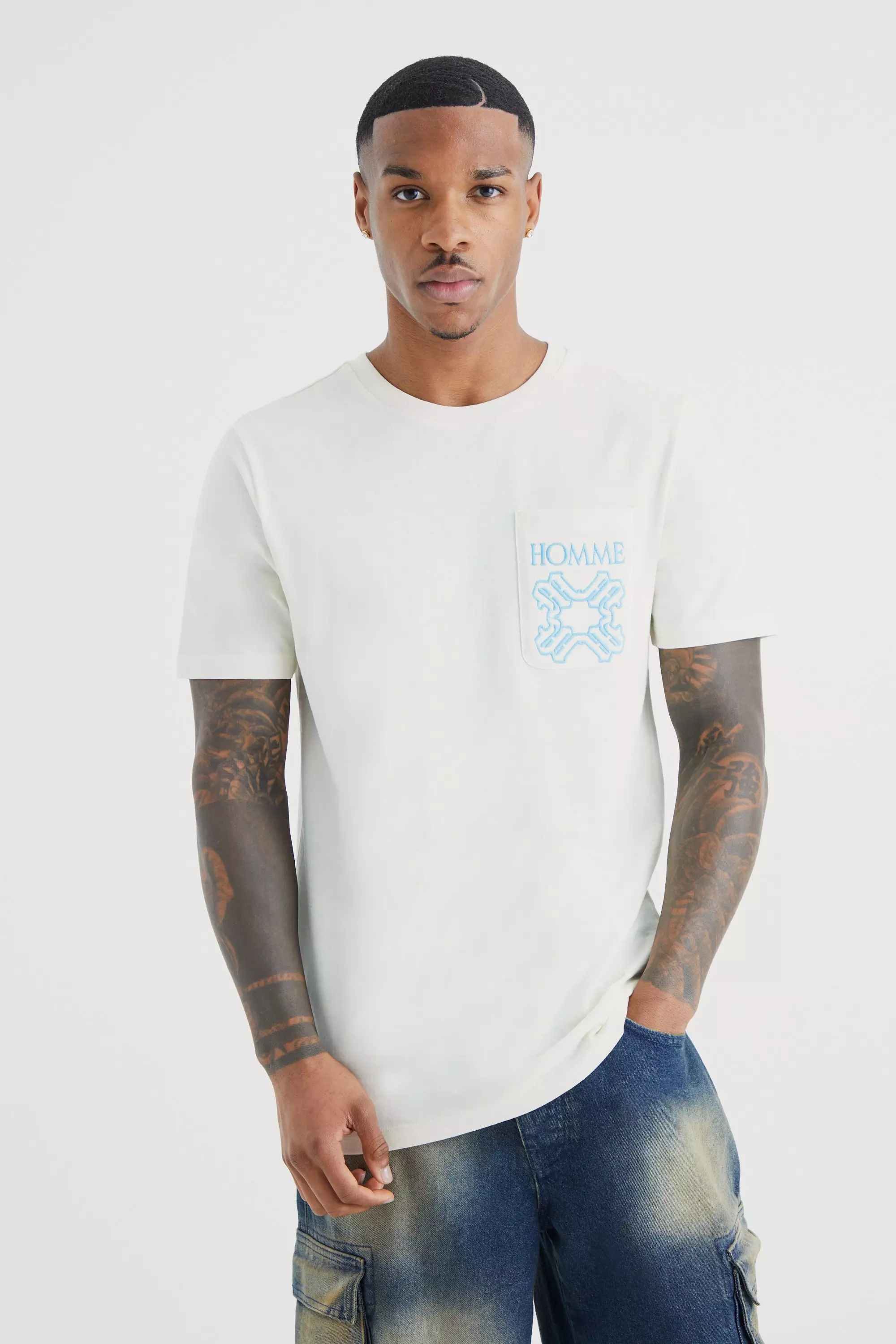 Plain white t shirt with pocket best sale