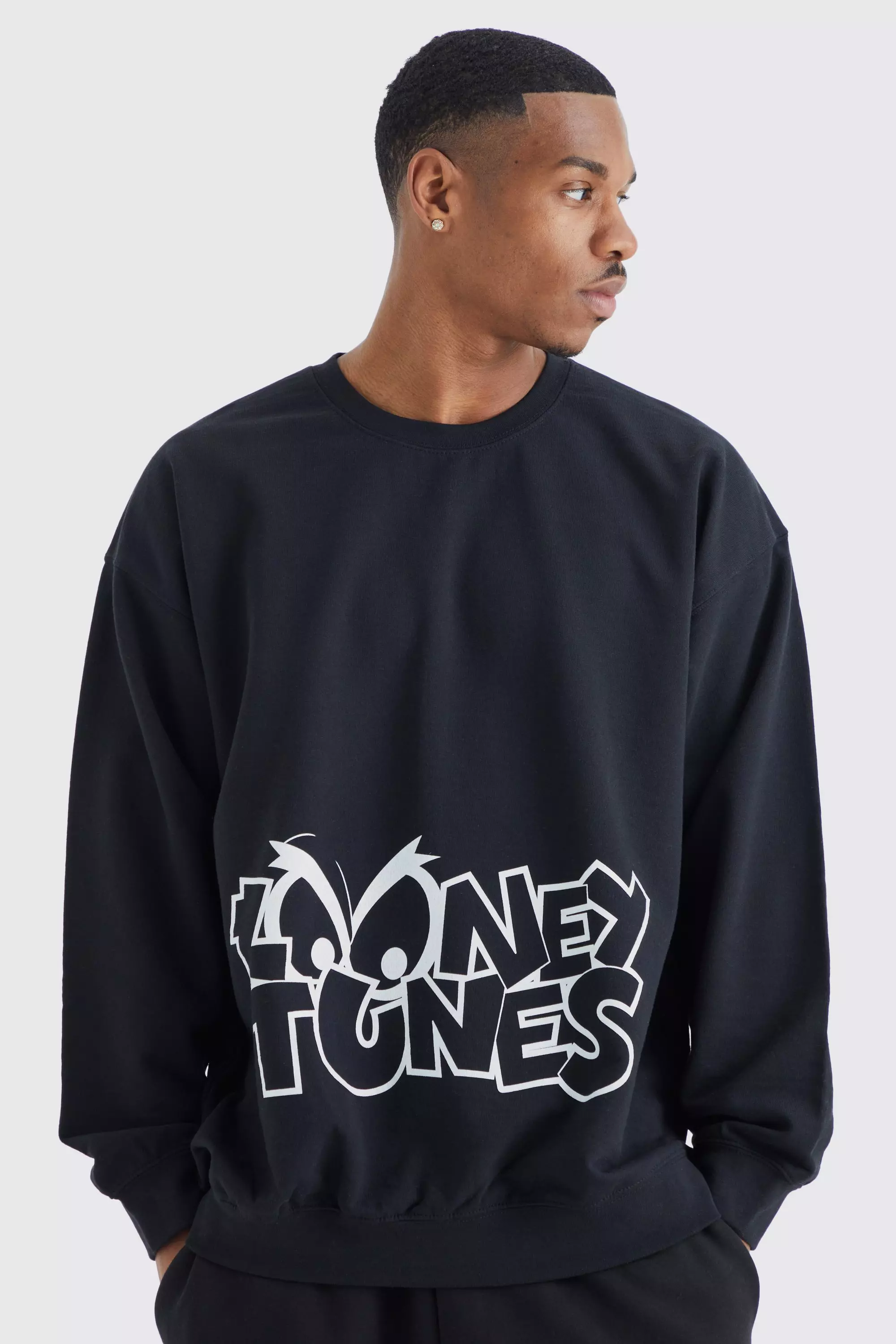 Oversized Looney Tunes License Sweatshirt Black