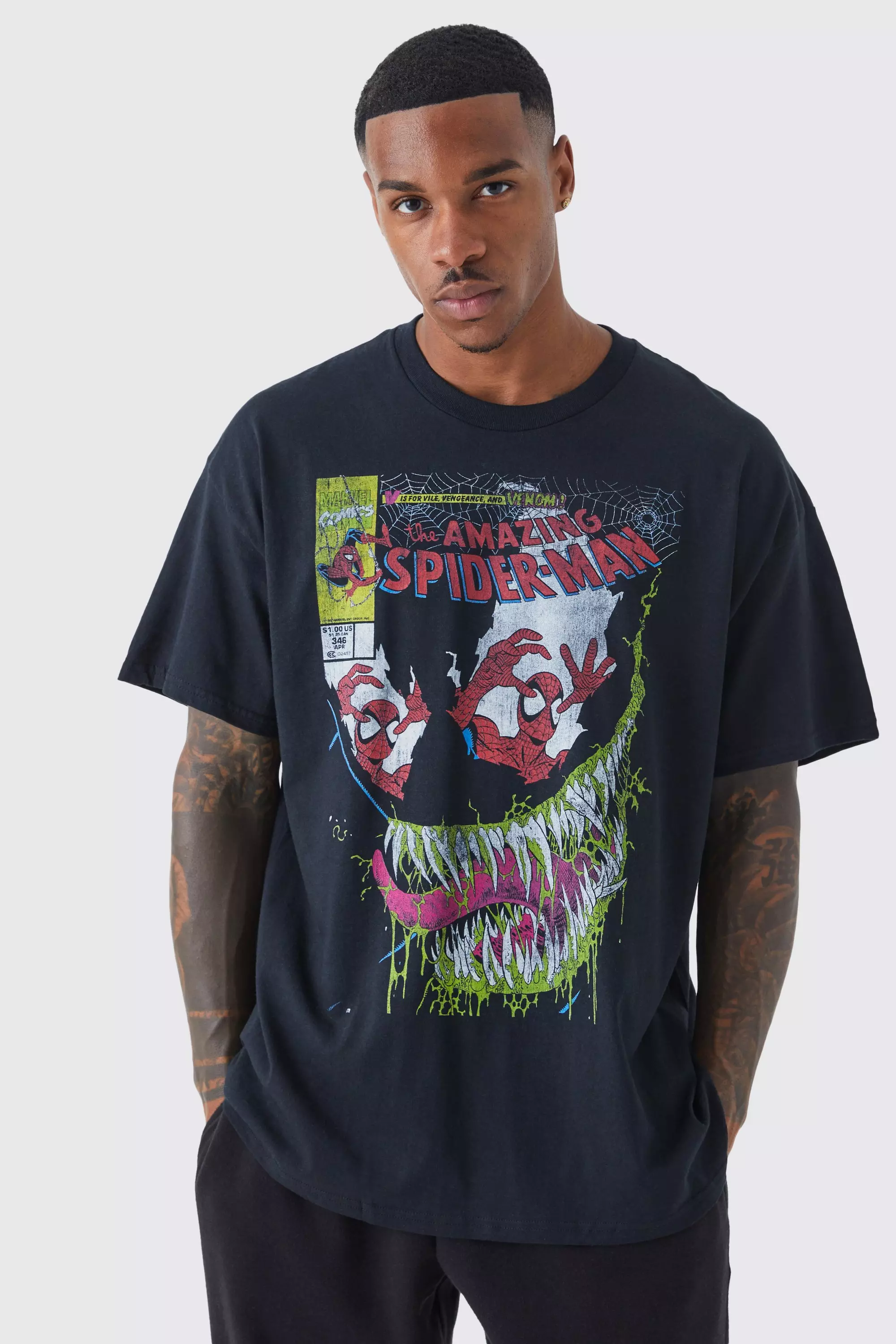 Black Oversized Venom License T-shirt