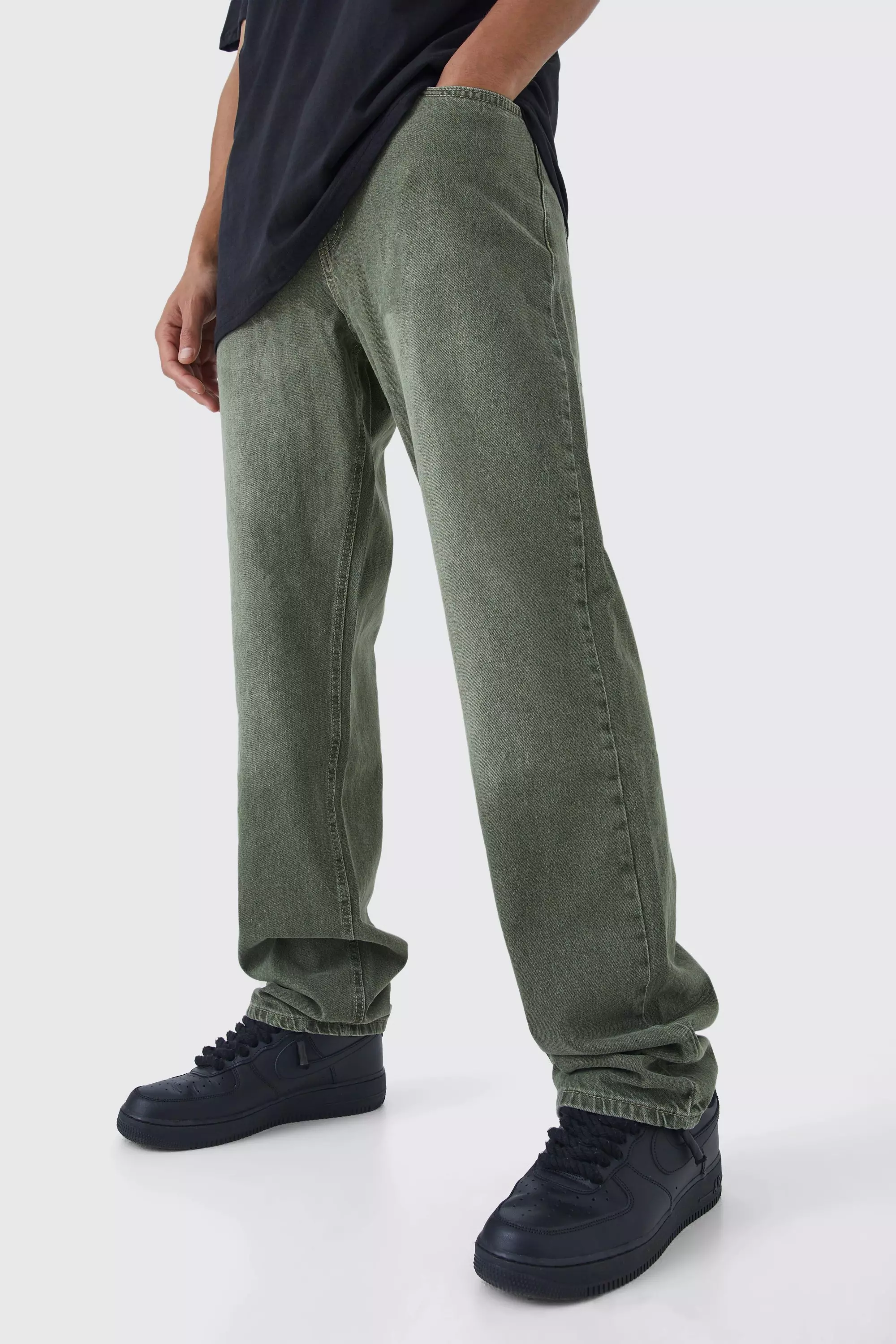 Sage Green Tall Relaxed Rigid Overdye Embossed Jean