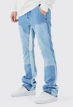 Blue Tall Slim Rigid Flare Carpenter Contrast Gusset Jean