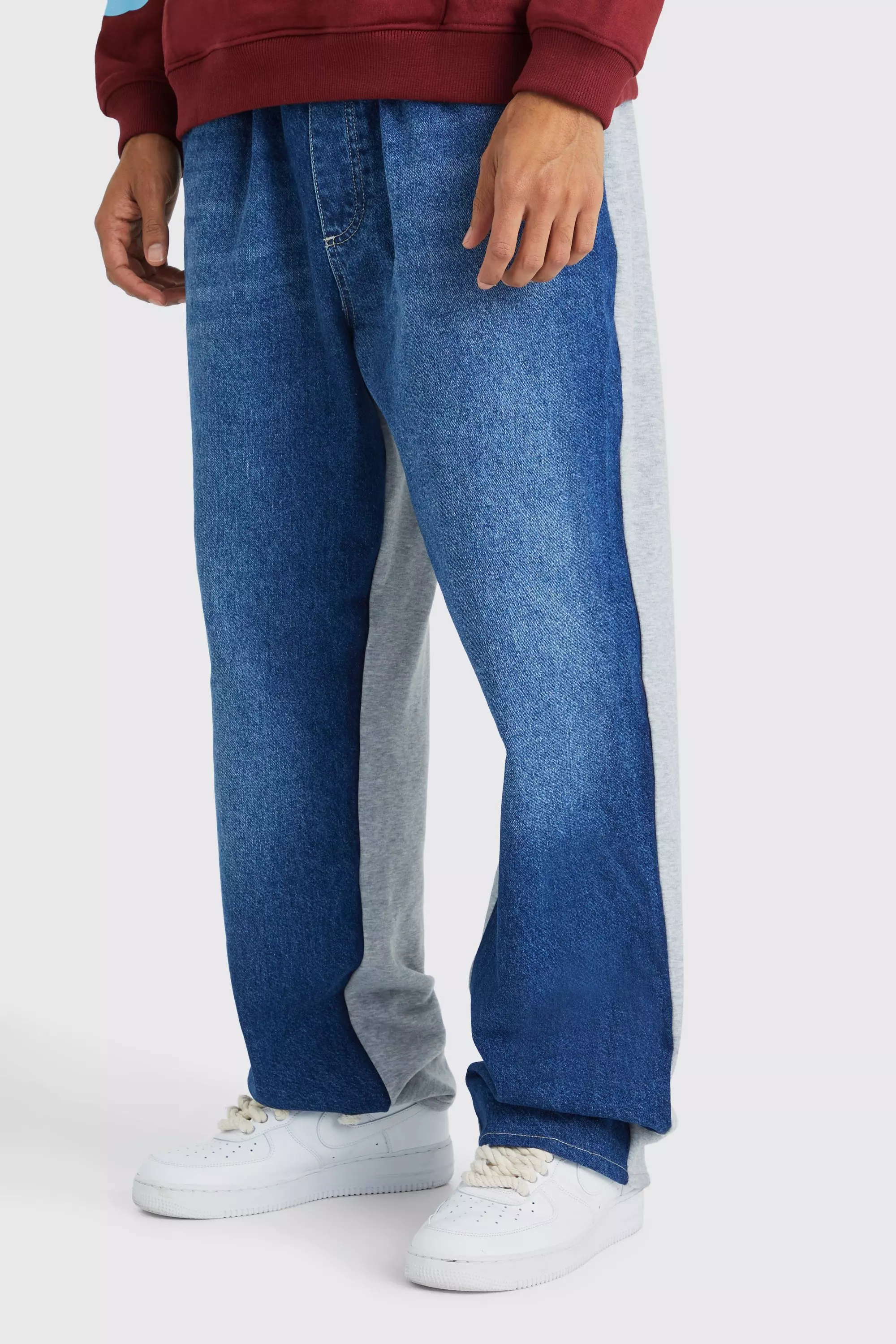Tall Baggy Fit Elastic Waist Hybrid Sweatpants Jean Dark blue