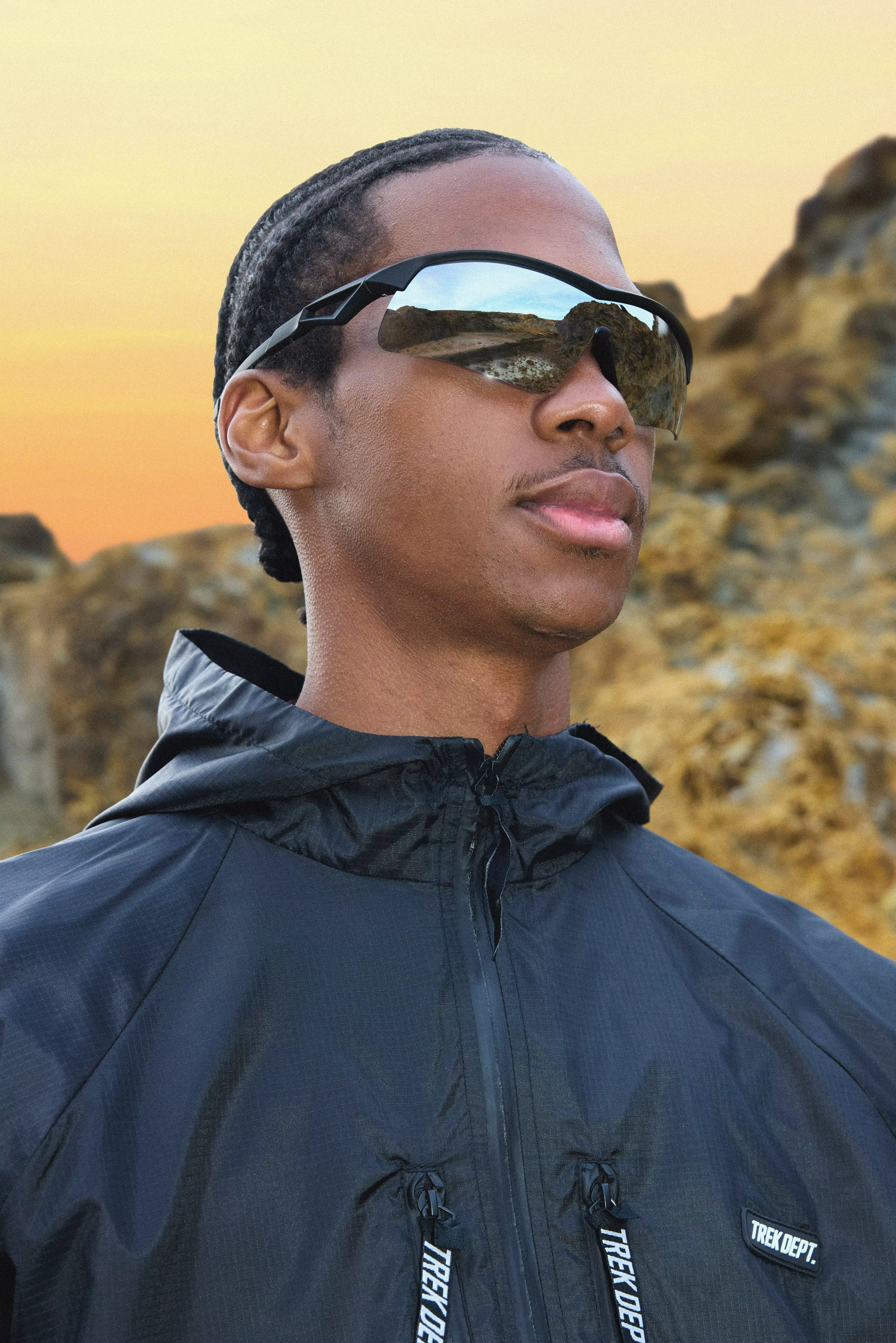 Active Trek Rubberised Mirrored Sunglasses boohooMAN