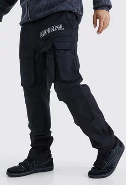 Straight Leg Multi Cargo Ripstop Trouser With Tonal Branding Charcoal