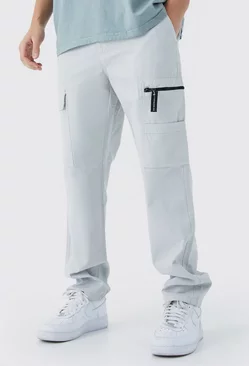 Straight Leg Cargo Trouser With Branded Zip Puller Slate