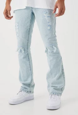 Slim Flare Rip And Repair Jeans Ice blue