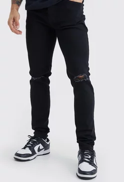 Black Skinny Jeans With Slash Knee