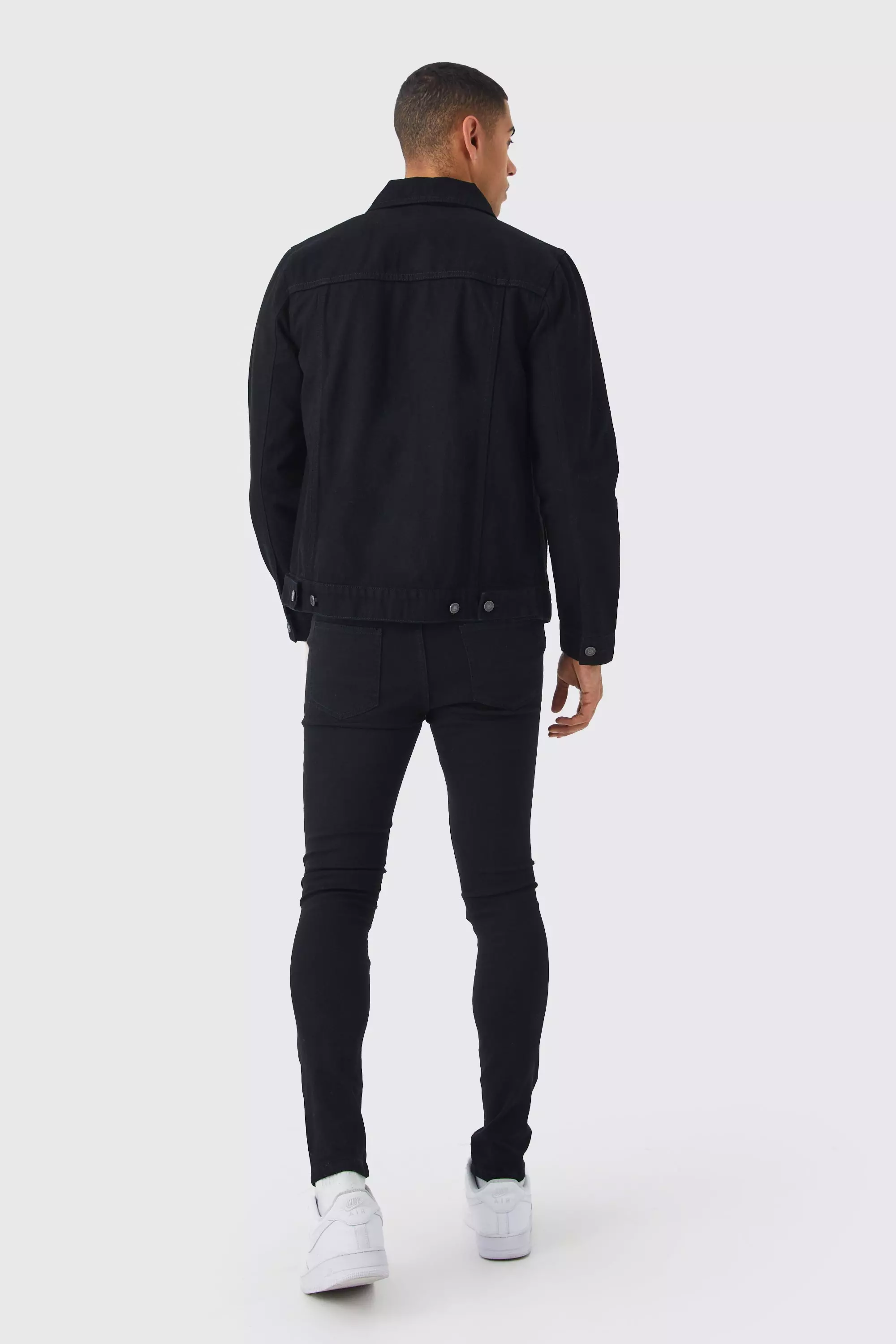 Jeans Super Skinny Fit Con Strappi All Over, True black immagine alternativa