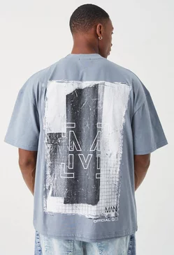Oversized Heavyweight Puff Print T-shirt Slate