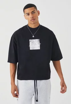 Oversized Boxy Heavyweight Embroidered T-shirt Black