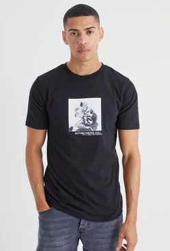 Slim Fit Heavyweight Graphic Printed T-shirt Black