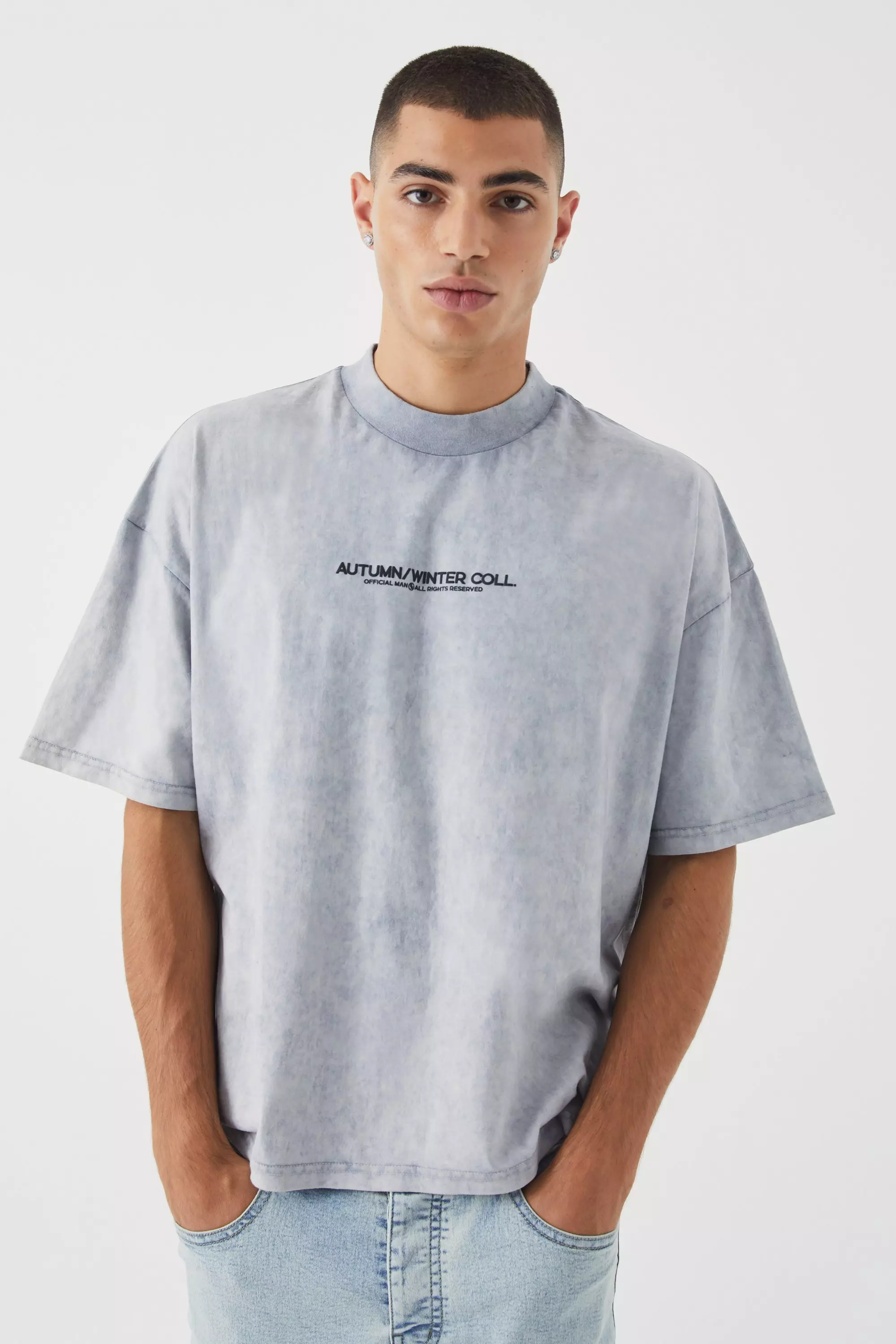 Light grey Oversized Boxy Heavyweight Marble Tie Dye T-shirt alternative image