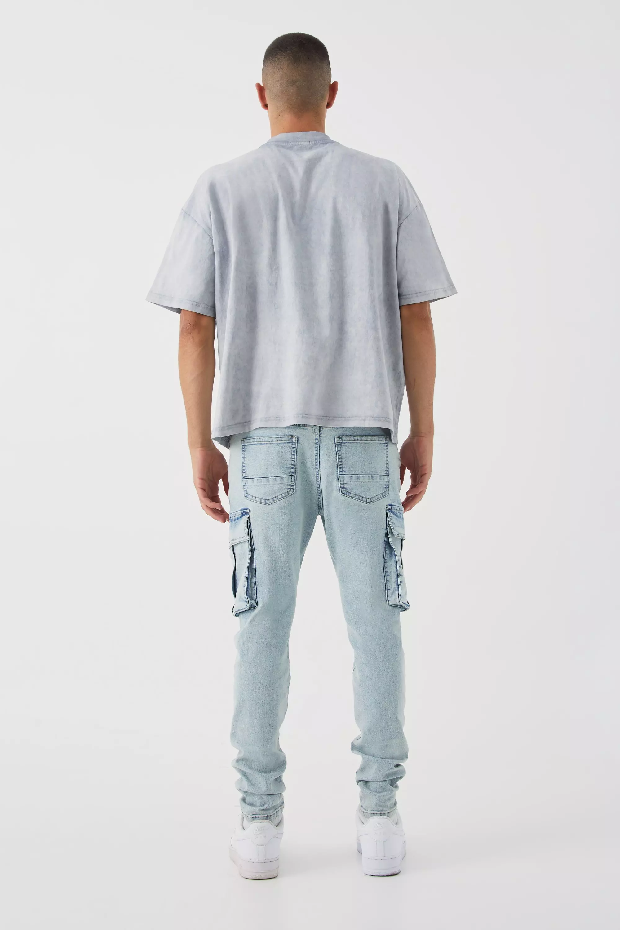 Light grey Oversized Boxy Heavyweight Marble Tie Dye T-shirt alternative image