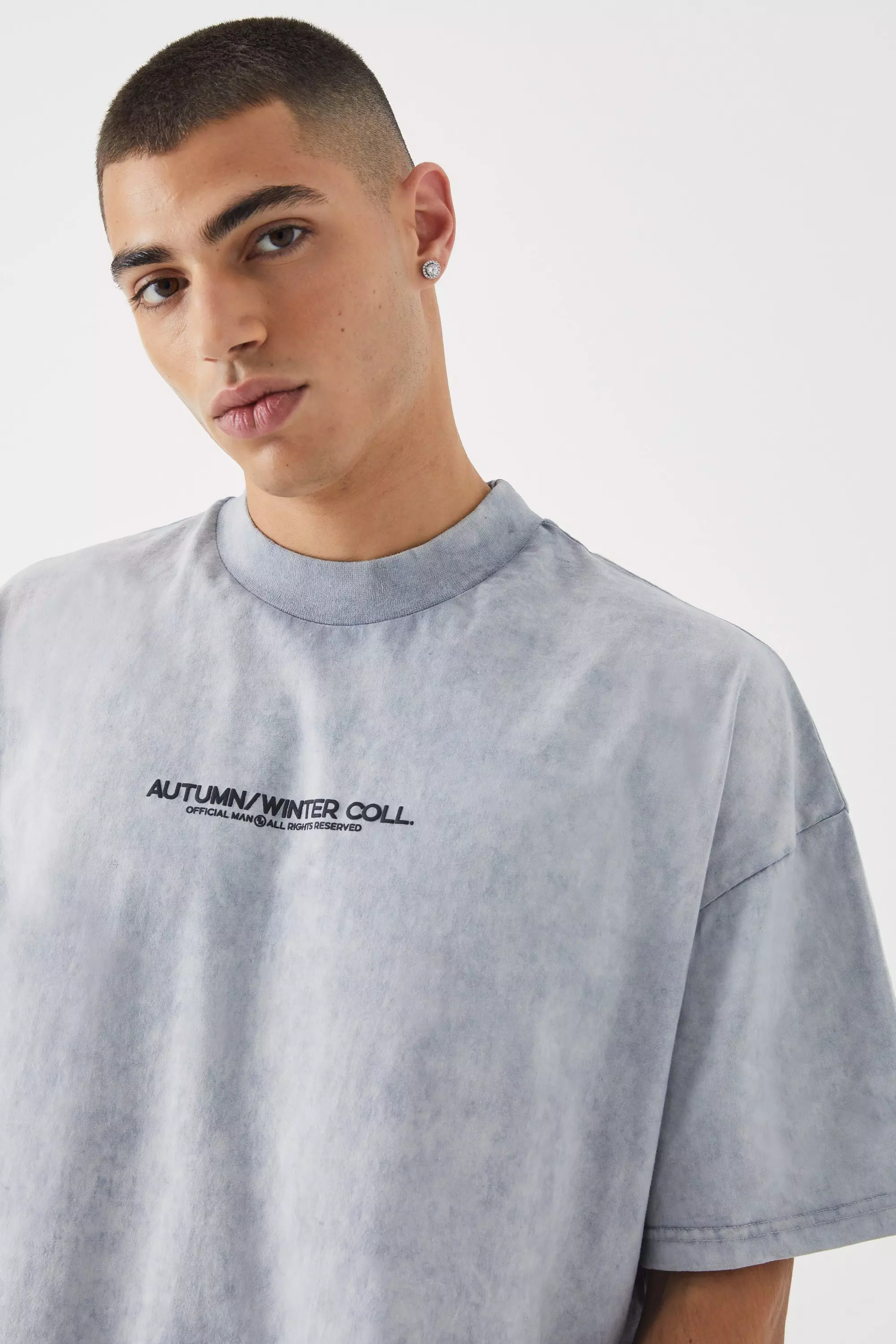 Light grey Oversized Boxy Heavyweight Marble Tie Dye T-shirt alternative image