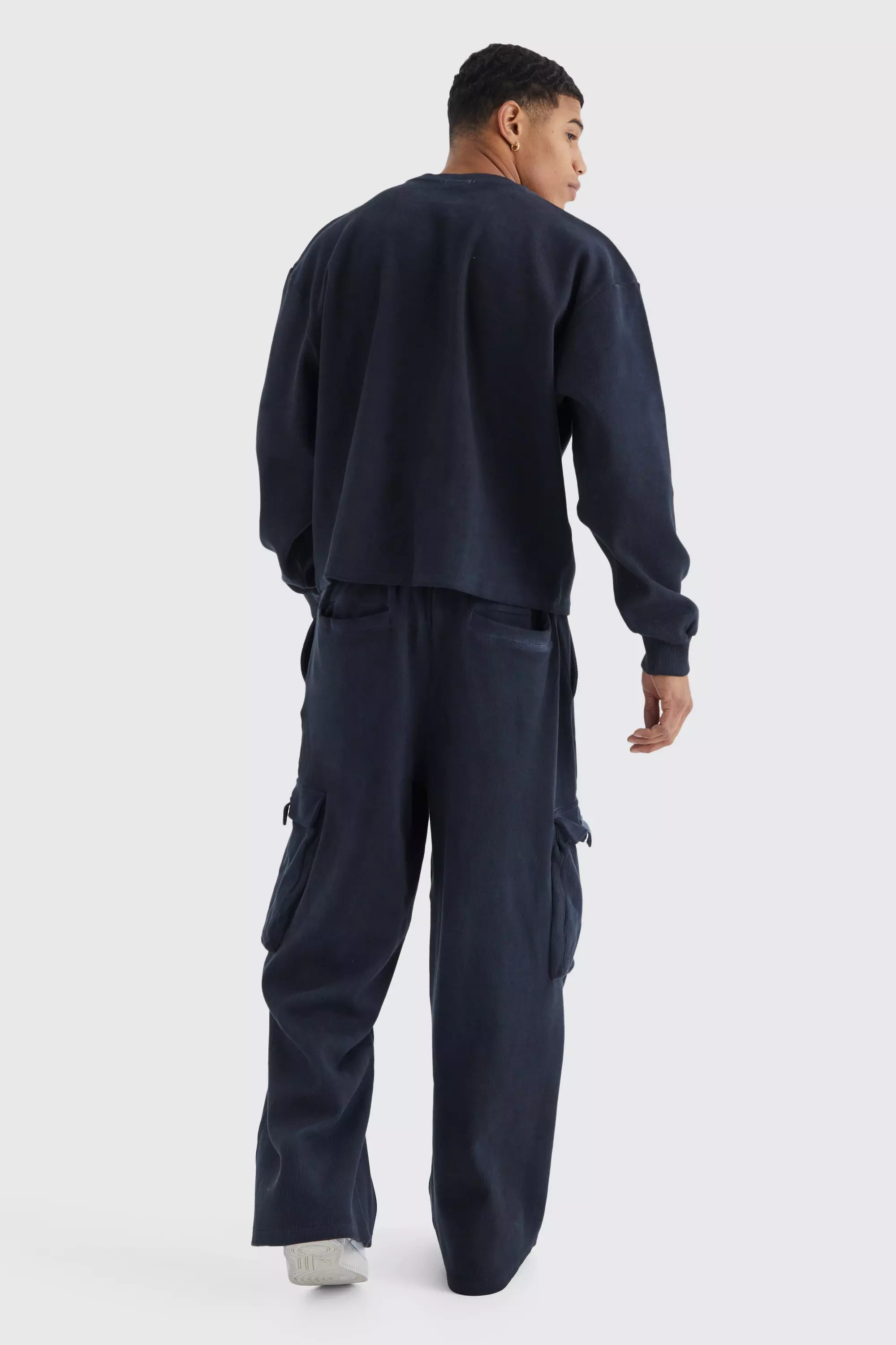 Black Oversized Boxy Heavyweight Ribbed Sweatshirt alternative image