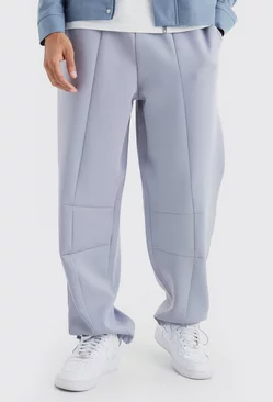 Grey Oversized Scuba Seam Detail Sweatpants
