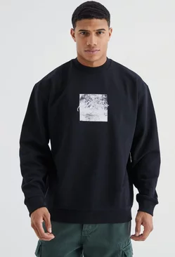 Oversized Heavyweight Homme Embroidered Sweatshirt Black
