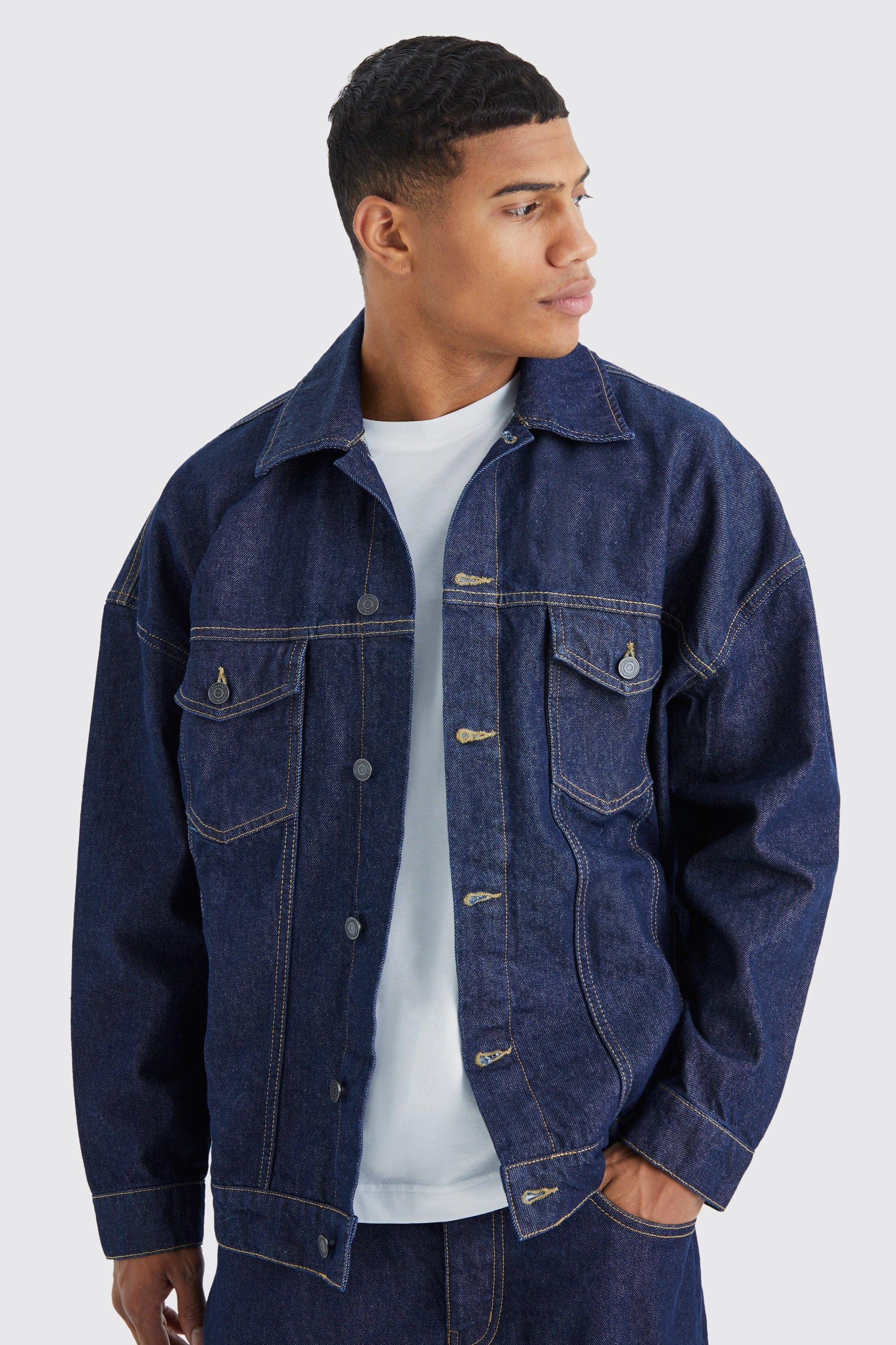 Oversized jean jacket men best sale