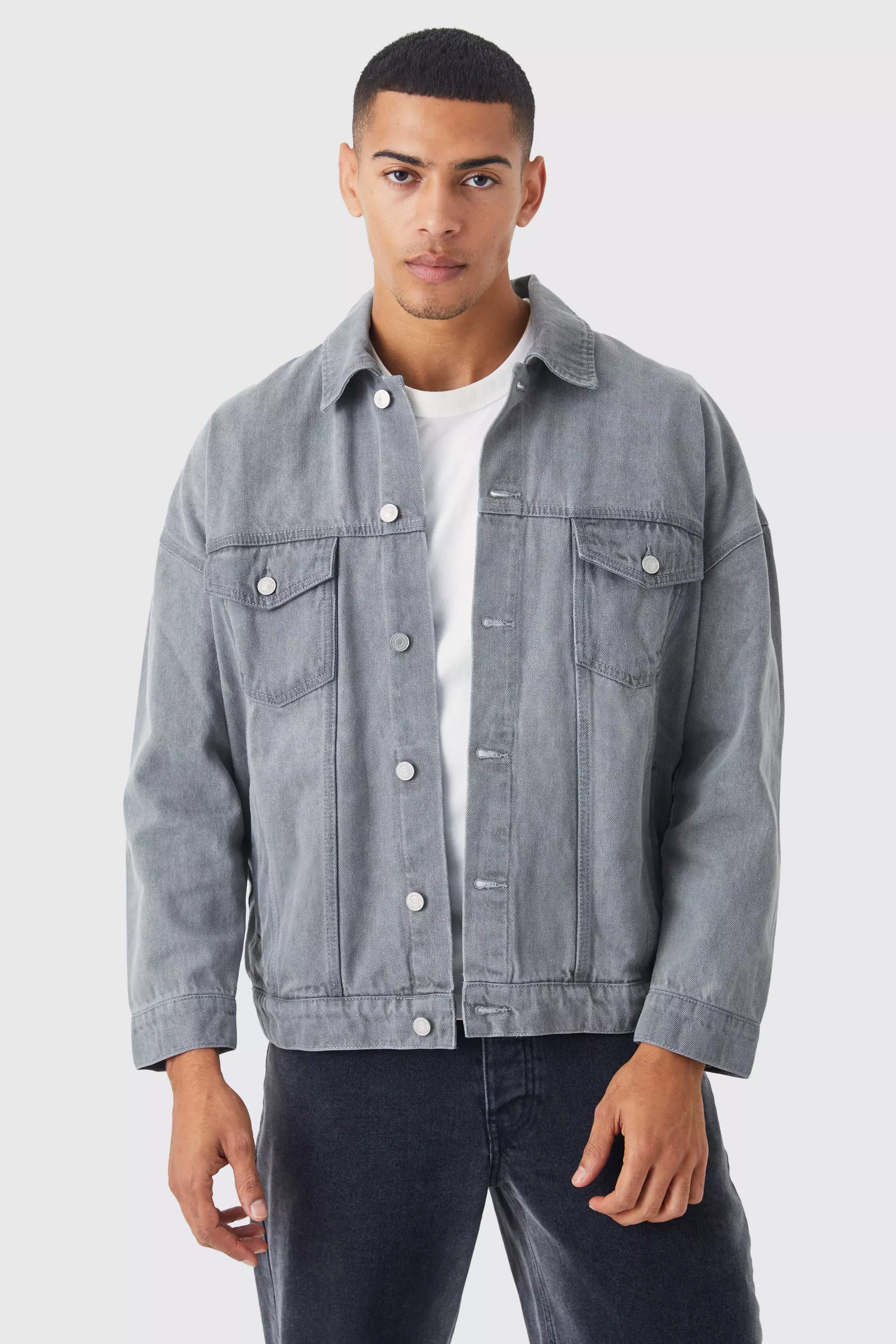 Grey Oversized Jean Jackets