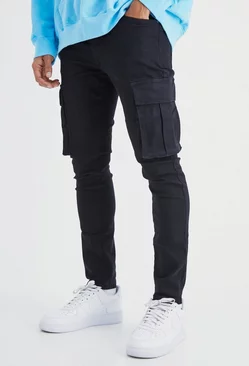 Black Skinny Stretch Cargo Jean