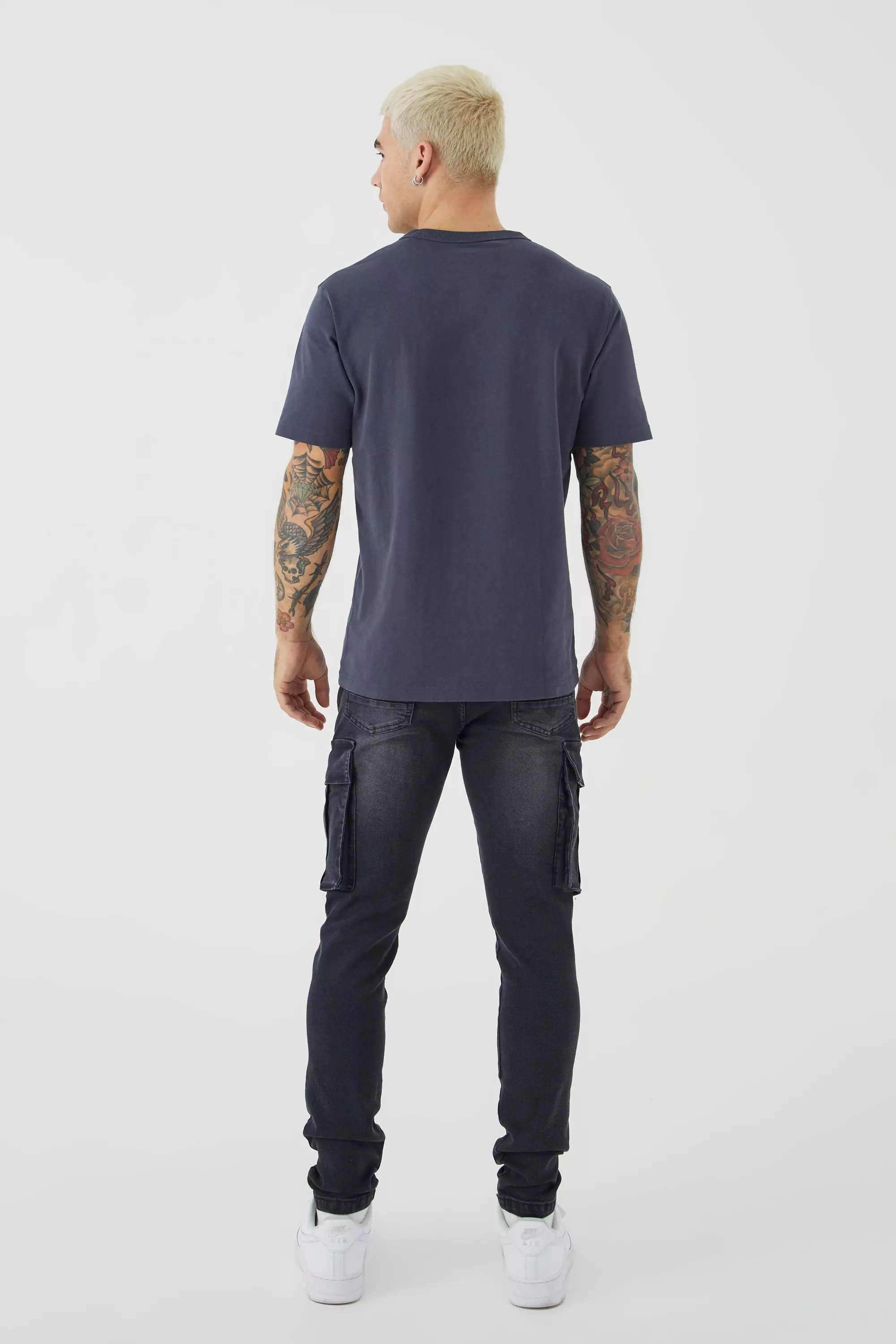 Skinny Stretch Cargo Jean | boohooMAN USA