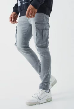 Grey Skinny Stretch Cargo Jean
