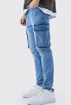 Blue Skinny Stretch Cargo Jean