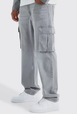 Grey Relaxed Rigid Cargo Jeans