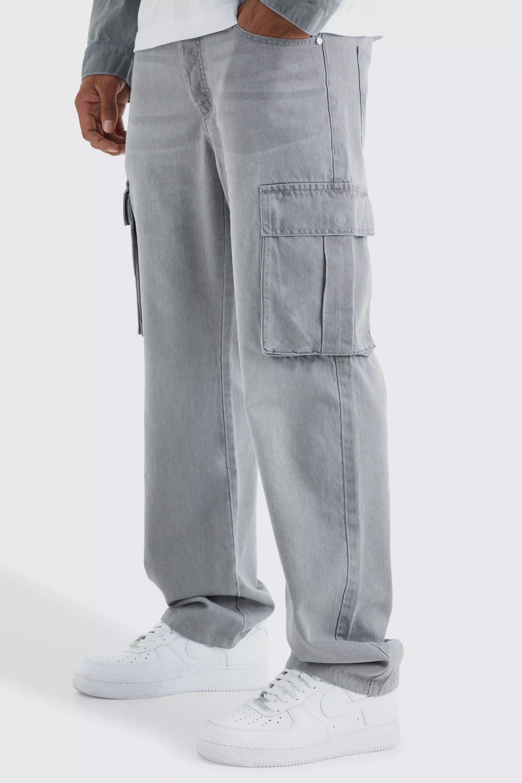 Relaxed Rigid Cargo Jeans Mid grey
