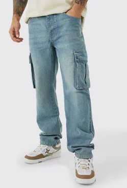 Blue Relaxed Rigid Cargo Jeans