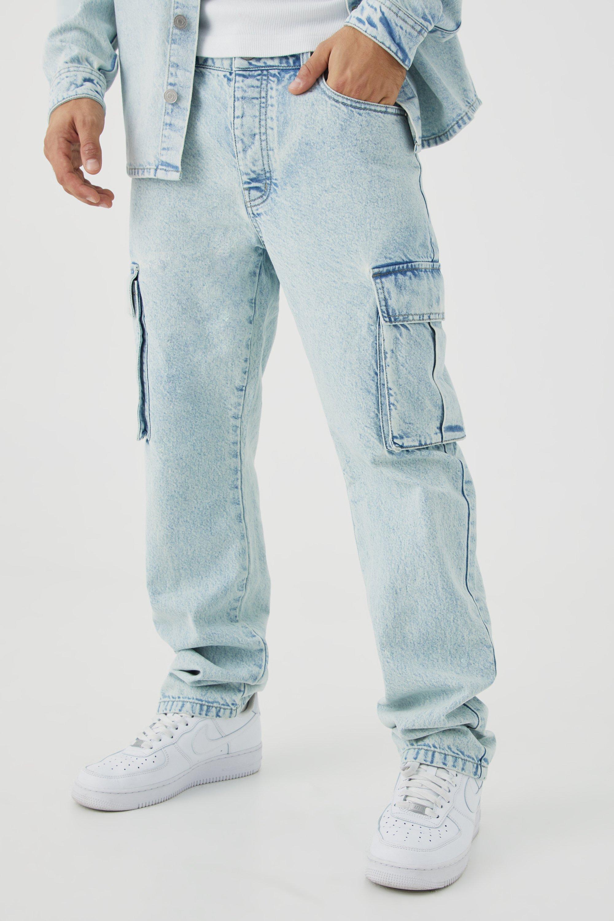 Men Denim Cargo Jeans