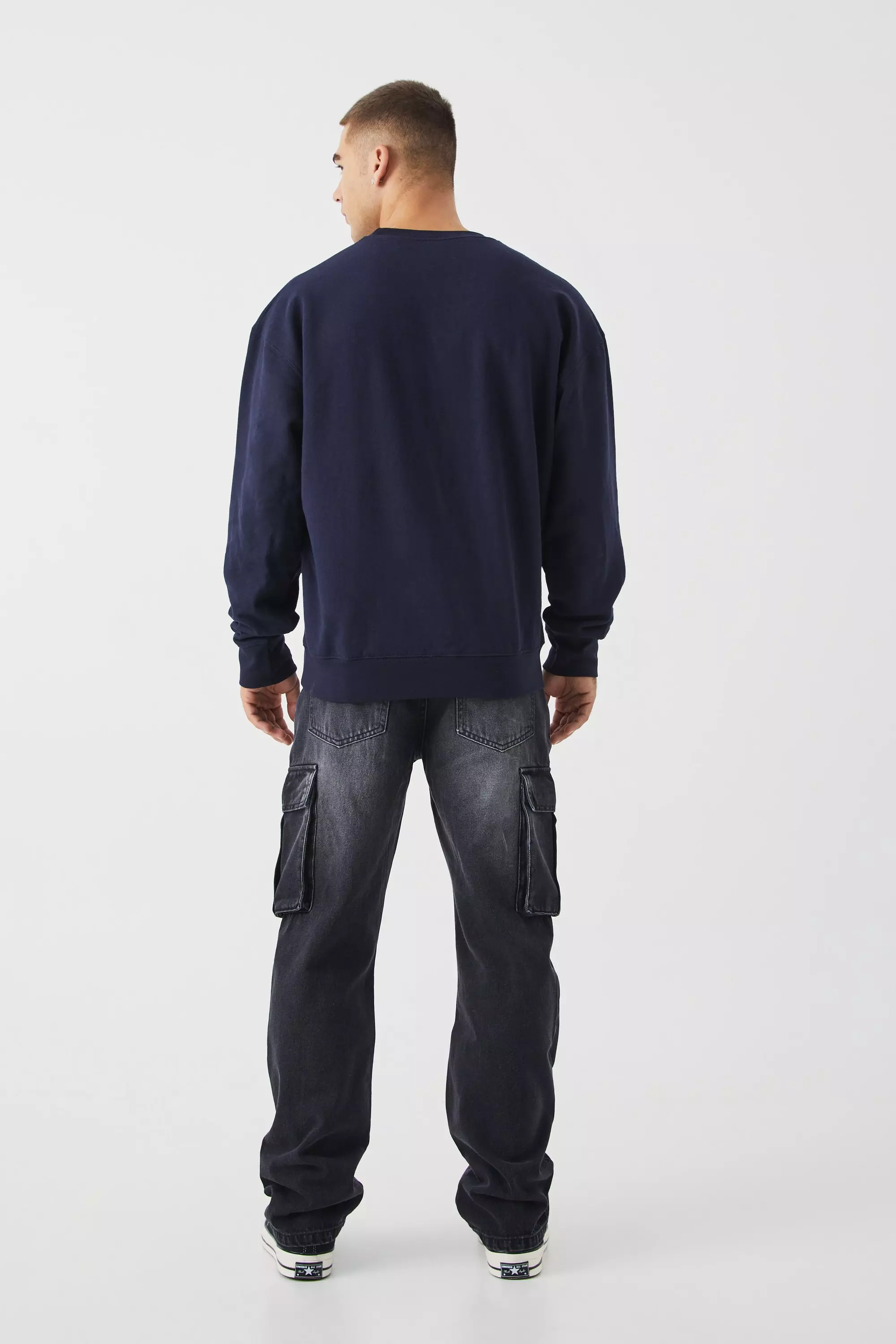 Relaxed Rigid Cargo Jeans | boohooMAN USA