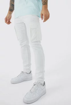 White Skinny Stretch Cargo Jean